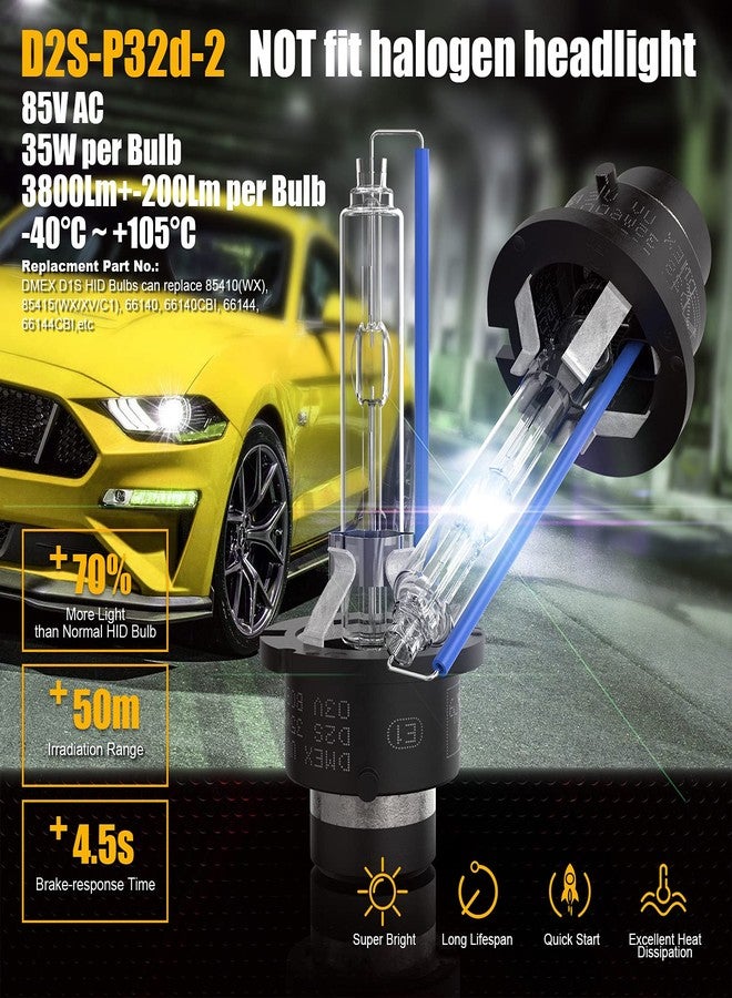 DMEX D2S HID Headlight Bulbs Xenon 35W Replacement 85122 66240 66040 66240CBI Headlamp - Pack of 2, 6000K Cool White - Image 4